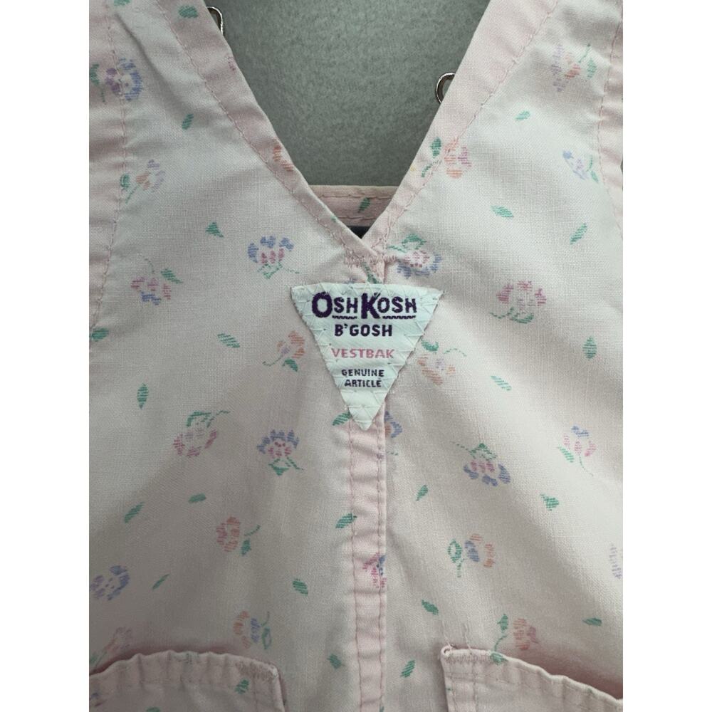 VTG OshKosh B’Gosh Vestbak Overalls 3-6M Pink Floral Baby Snap USA 90s READ - Picture 6 of 16